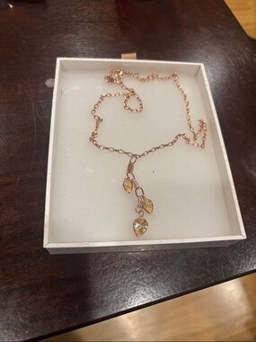 Rose Gold Chain Necklace with Citrine Crystal Pendant: Nov 25